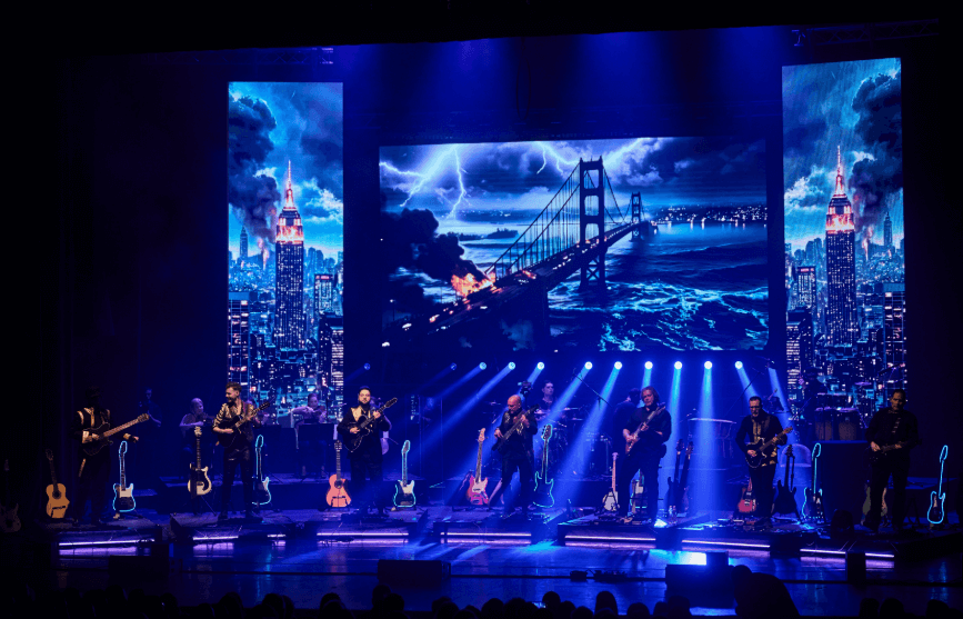 Dupla teltház előtt léptek fel gitárvirtuózok az Erkel Színházban